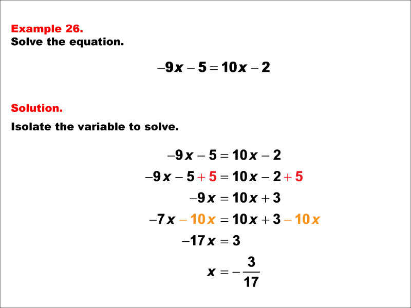 Math Example--Solving Equations--One-Variable Equations: Example 26