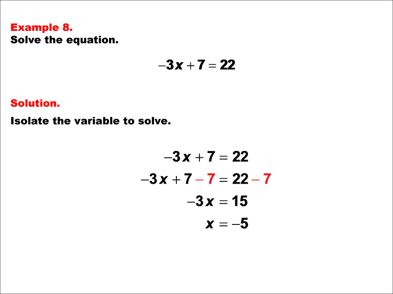 Math Example--Solving Equations--One-Variable Equations: Example 8