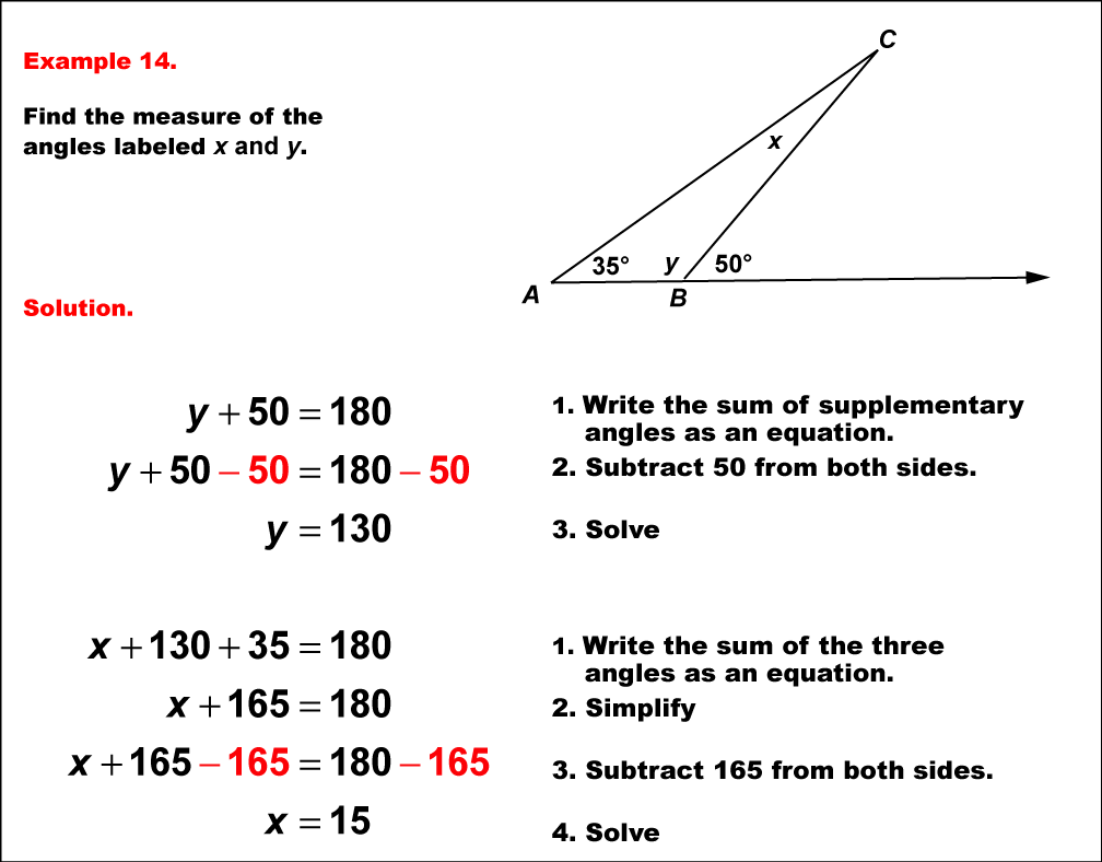 Math Example--Solving Equations--Solving Equations with Angle Measures--Example 14