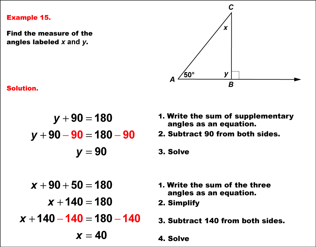 Math Example--Solving Equations--Solving Equations with Angle Measures--Example 15