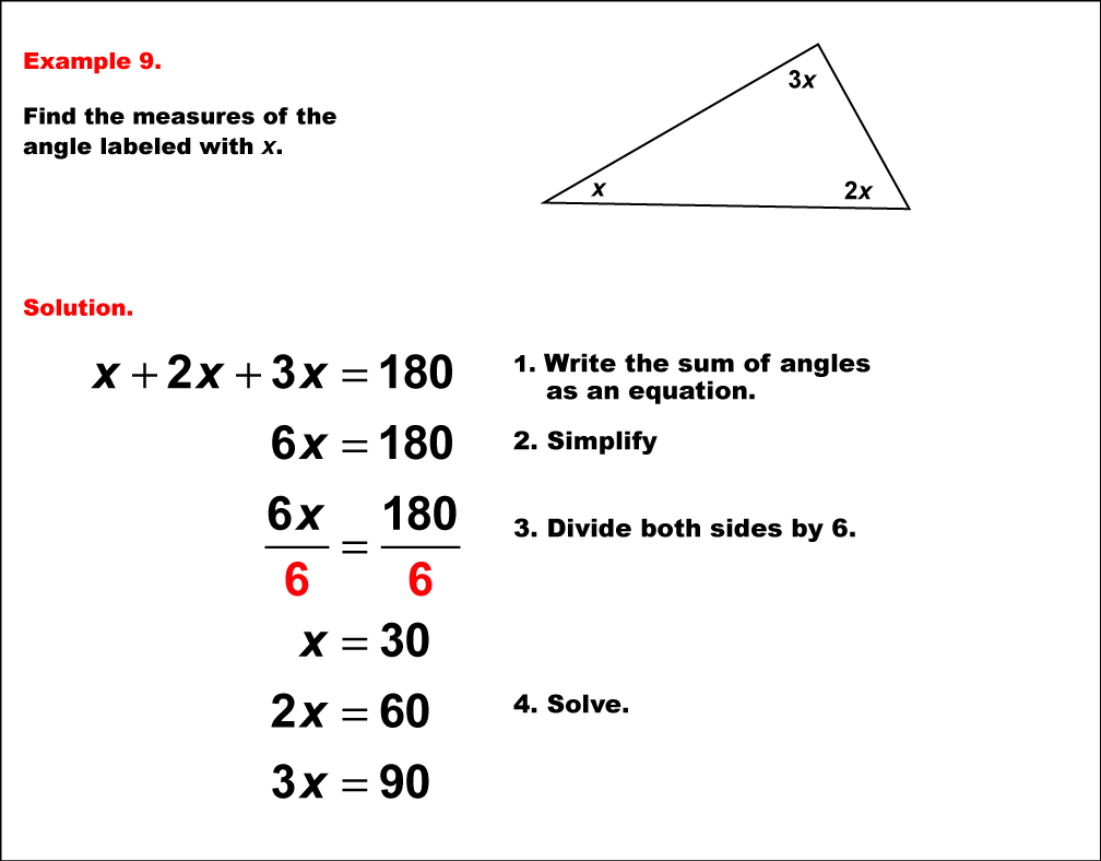 Math Example--Solving Equations--Solving Equations with Angle Measures--Example 9