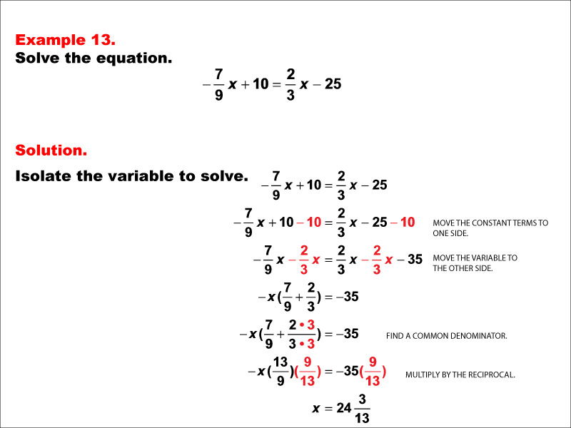 Math Example--Solving Equations--Equations with Fractions: Example 13