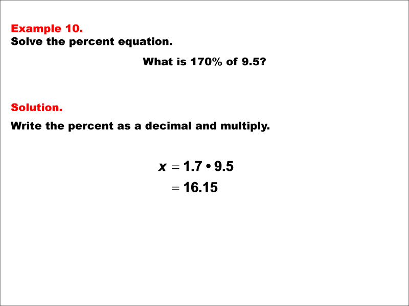 Math Example--Percents-- Equations with Percents: Example 10