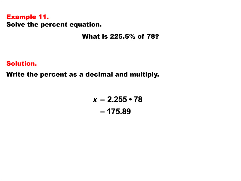 Math Example--Percents-- Equations with Percents: Example 11