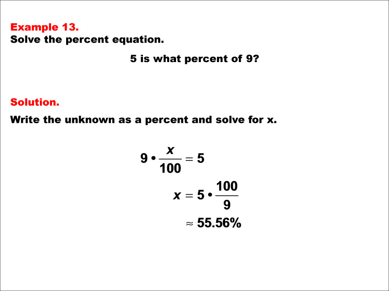 In this math example solve an equation that has percents.