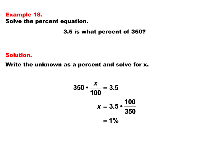 In this math example solve an equation that has percents.