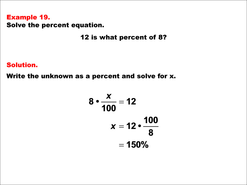 In this math example solve an equation that has percents.