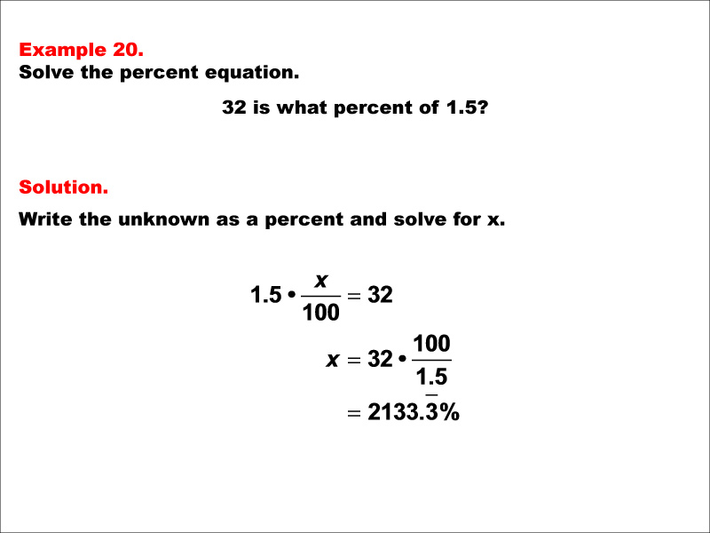 In this math example solve an equation that has percents.