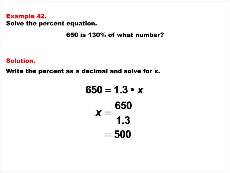 Math Example--Percents-- Equations with Percents: Example 42