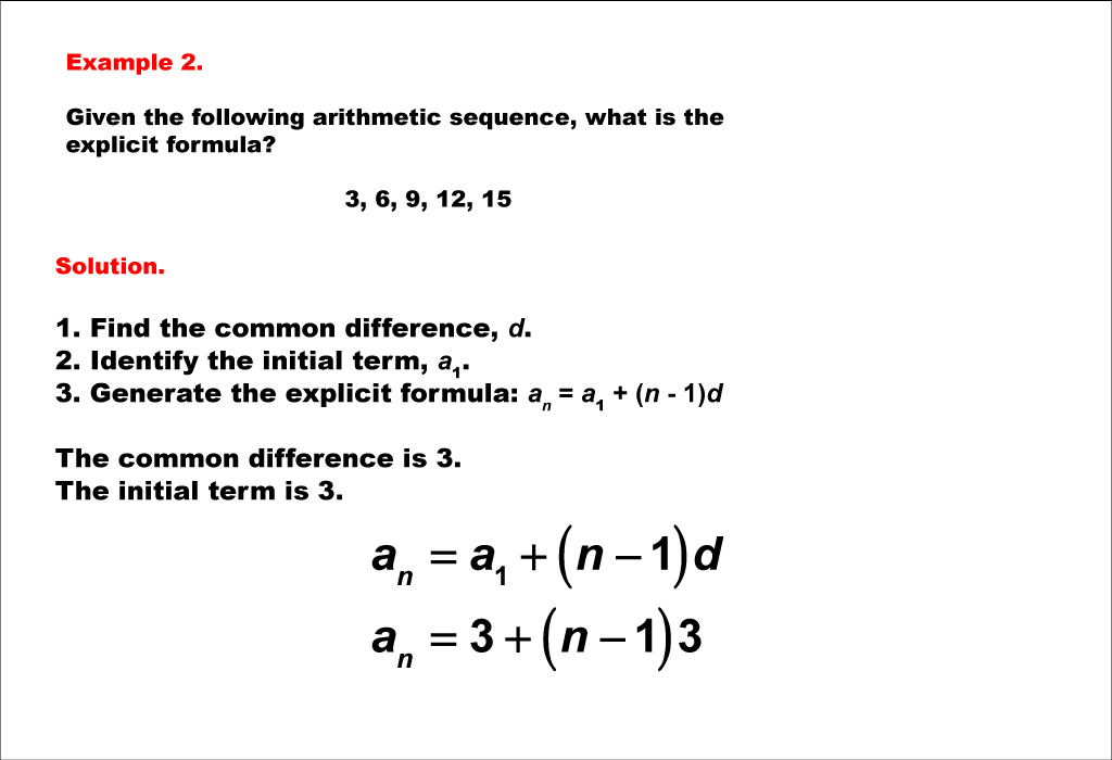 Math Example--Sequences and Series--Finding the Explicit Formula of an Arithmetic Sequence: Example 2