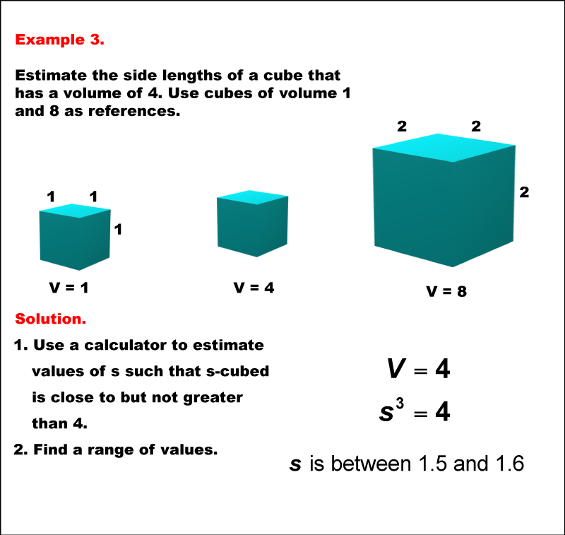 Math Example--Volume Concepts--Exploring Volumes of Cubes: Example 3