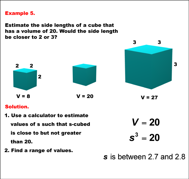 Math Example--Volume Concepts--Exploring Volumes of Cubes: Example 5