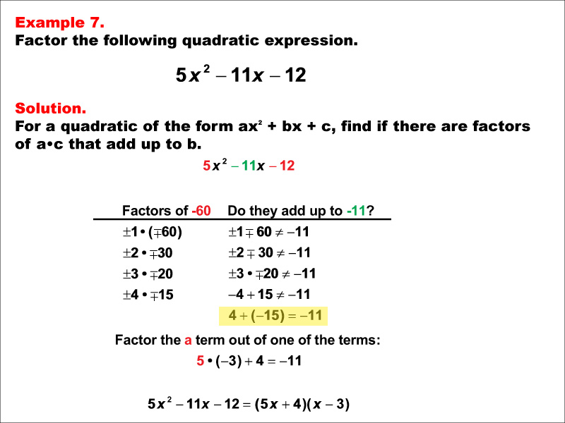 Math Example--Quadratics--Factoring Quadratics: Example 7