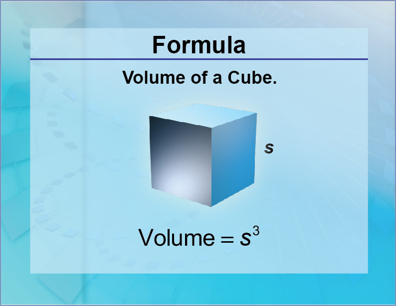 Formulas--Volume of a Cube