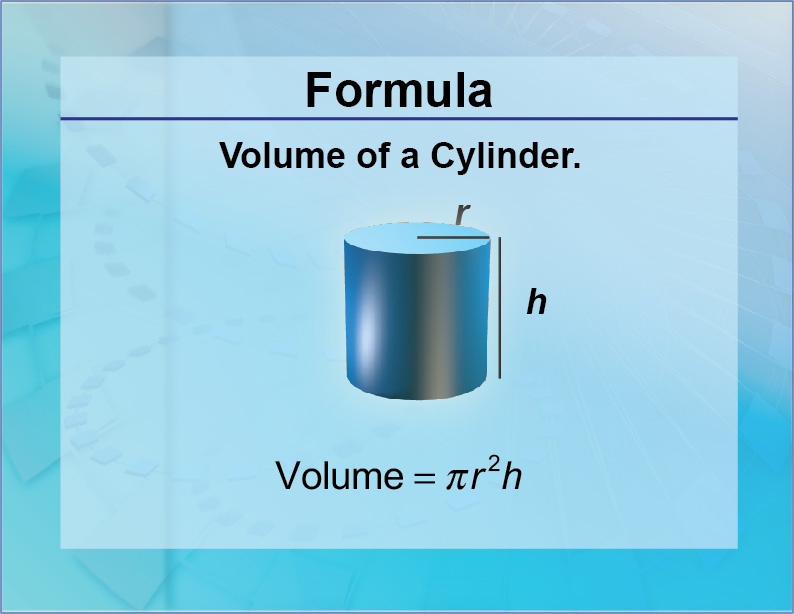 Formulas--Volume of a Cylinder