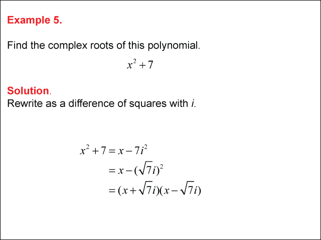 Math Example--Polynomial Concepts--The Fundamental Theorem of Algebra--Example 05