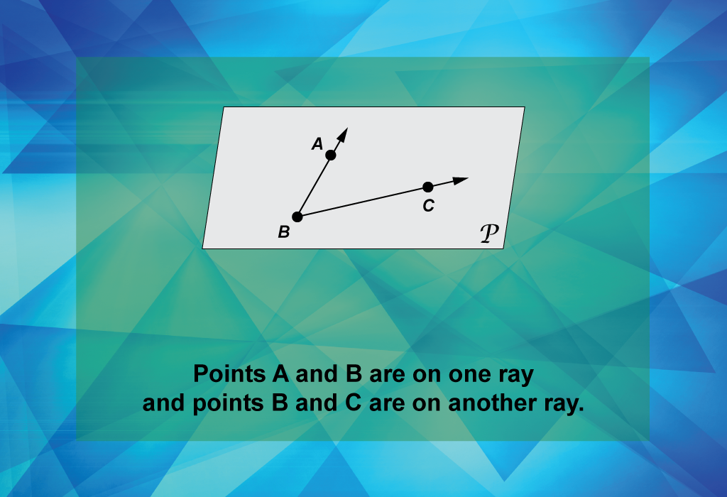Points A and B are on one ray, and points B and C are on another ray. Both rays are coplanar.
