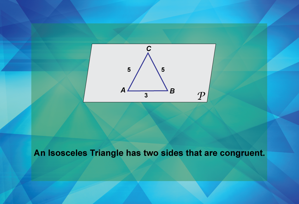 An Isosceles Triangle has two sides that are congruent.