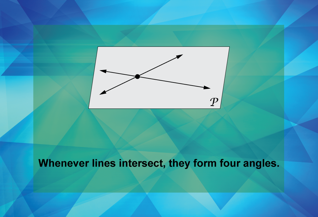 Whenever lines intersect, they form four angles.