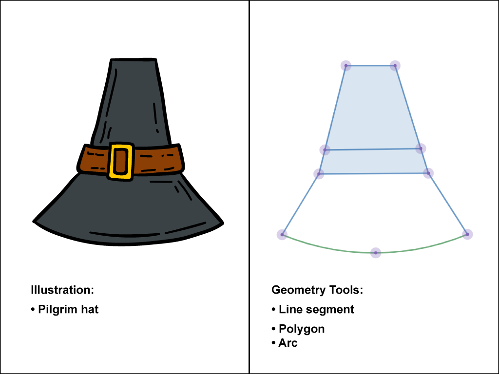 Holiday Math Clip Art--Geometric Construction--Pilgrim Hat