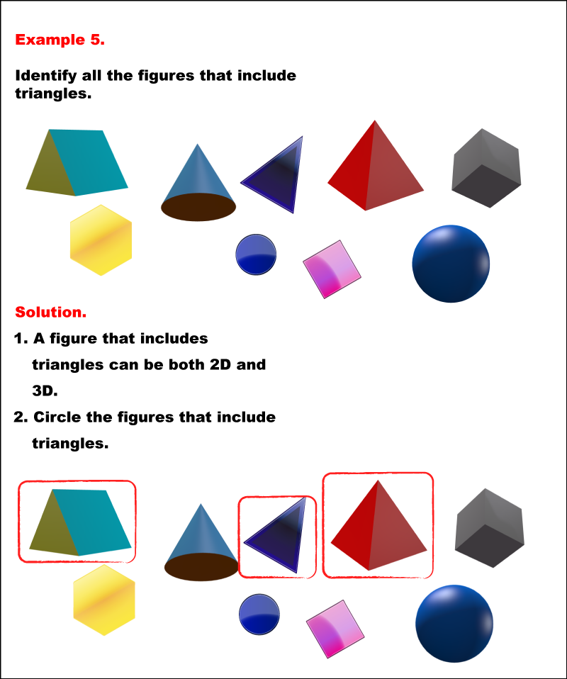 Math Example--Geometric Shapes--Identifying 2D-3D Shapes--Example 5