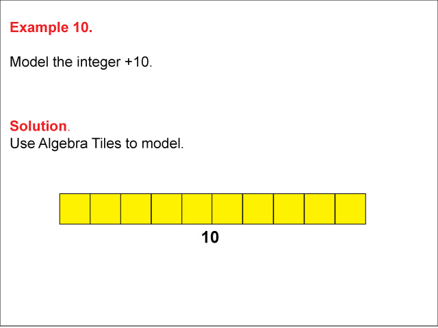 Math Example: Modeling Integers Using Algebra Tiles: Example 10