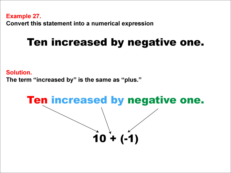 In this example, convert a verbal expression into a numerical expression. Convert expressions that use the words "increased by."