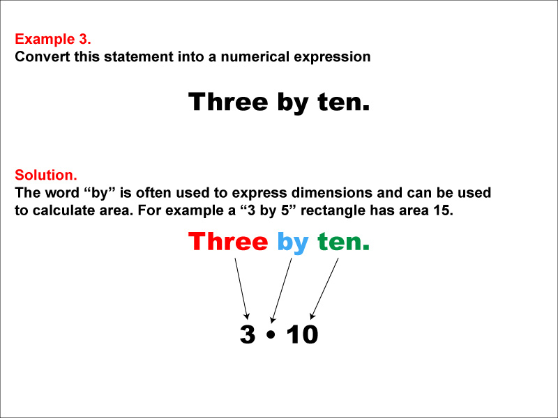 Math Example: Language of Math--Numerical Expressions--Multiplication--Example 3
