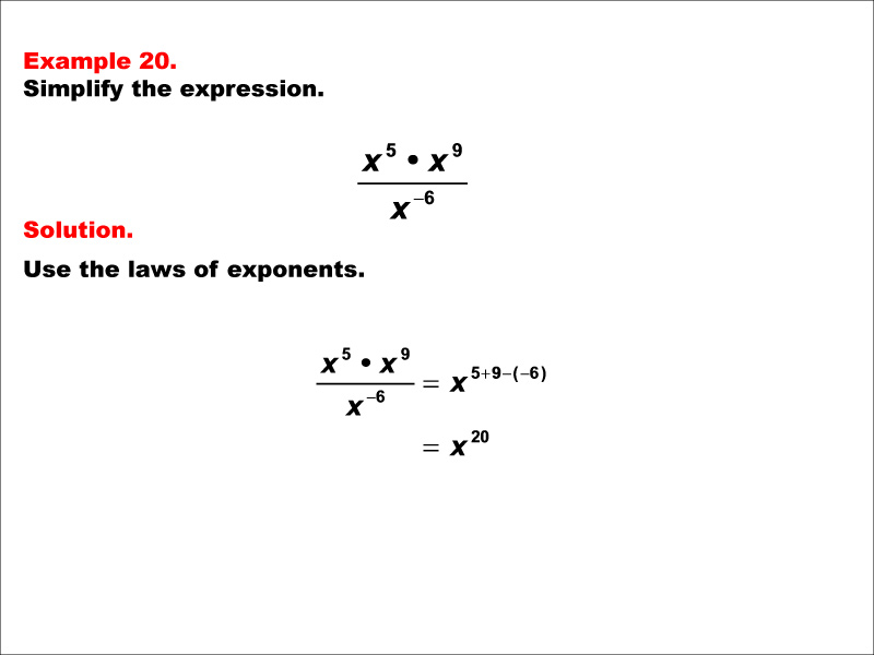 Math Example--Exponential Concepts--Laws of Exponents: Example 20
