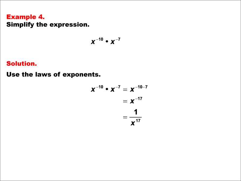 Math Example--Exponential Concepts--Laws of Exponents: Example 4