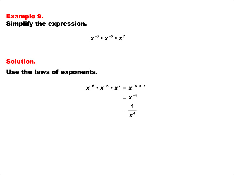 Math Example--Exponential Concepts--Laws of Exponents: Example 9