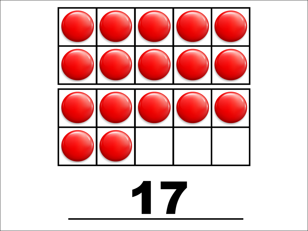 Modeling 17 with red counters.