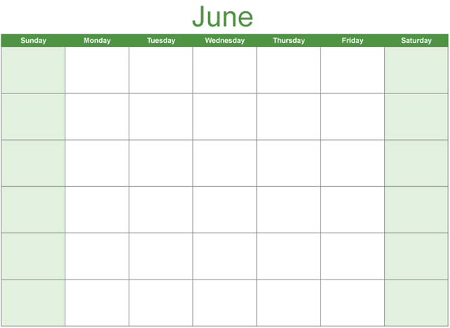 Math Clip Art--Calendar Template--June