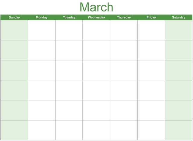 Math Clip Art--Calendar Template--March