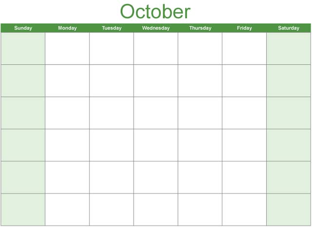 Math Clip Art--Calendar Template--October