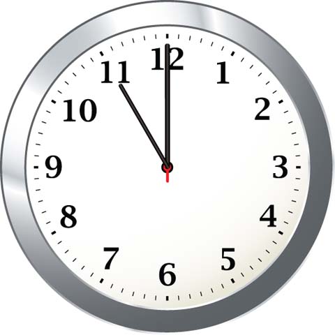 Math Clip Art--Clock Face Showing 11:00