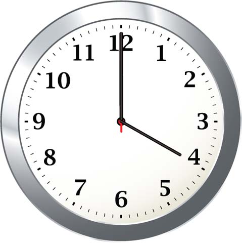 Math Clip Art--Clock Face Showing 4:00