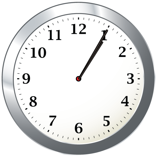 Math Clip Art--Clock Face Showing 1:05