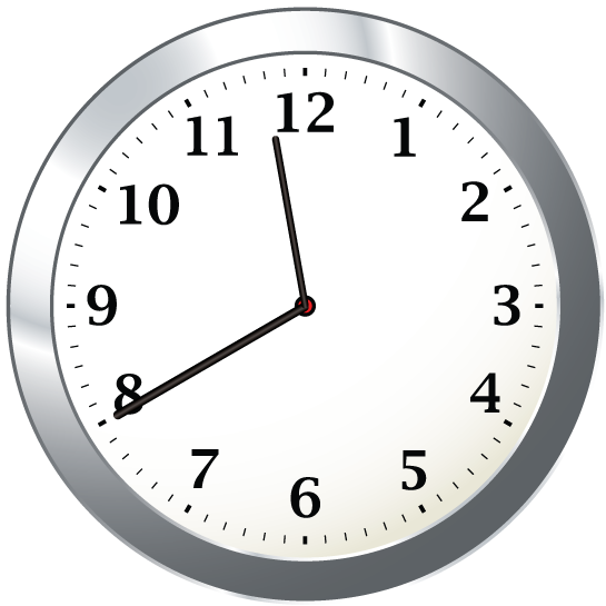 Math Clip Art--Clock Face Showing 11:40