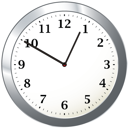 Math Clip Art--Clock Face Showing 12:50