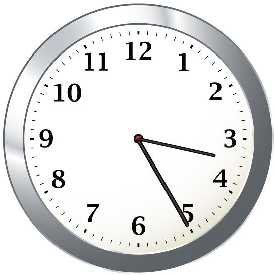 Math Clip Art--Clock Face Showing 3:25