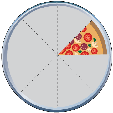 Math Clip Art--Equivalent Fractions Pizza Slices--One Eighth A