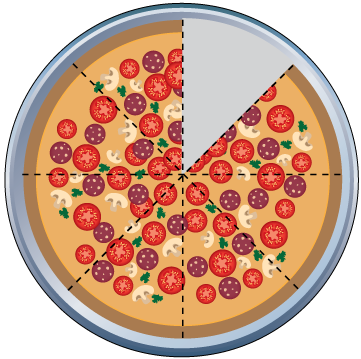 Math Clip Art--Equivalent Fractions Pizza Slices--Seven Eighths A