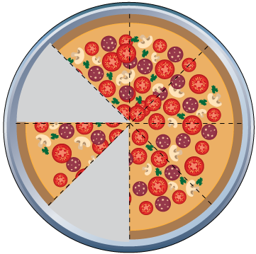 Math Clip Art--Equivalent Fractions Pizza Slices--Six Eighths E