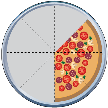 Math Clip Art--Equivalent Fractions Pizza Slices--Three Eighths A