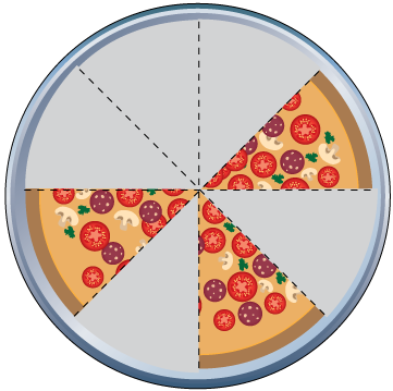 Math Clip Art--Equivalent Fractions Pizza Slices--Three Eighths E