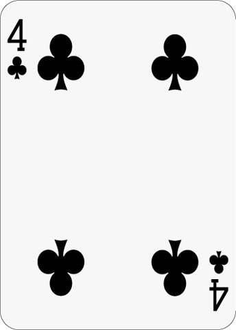 Math Clip Art--Playing Card: The 4 of Clubs