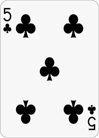 Math Clip Art--Playing Card: The 5 of Clubs