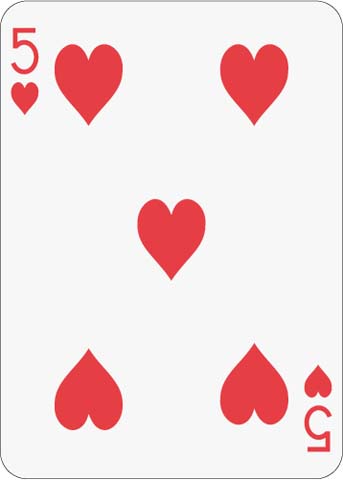 Math Clip Art--Playing Card: The 5 of Hearts
