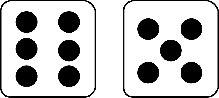 Math Clip Art--Dice and Number Models--Two Dice with 11 Showing